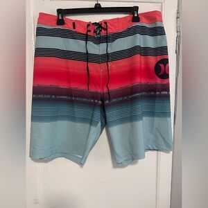 Hurley Phantom Men's Red and Blue Striped Board Shorts